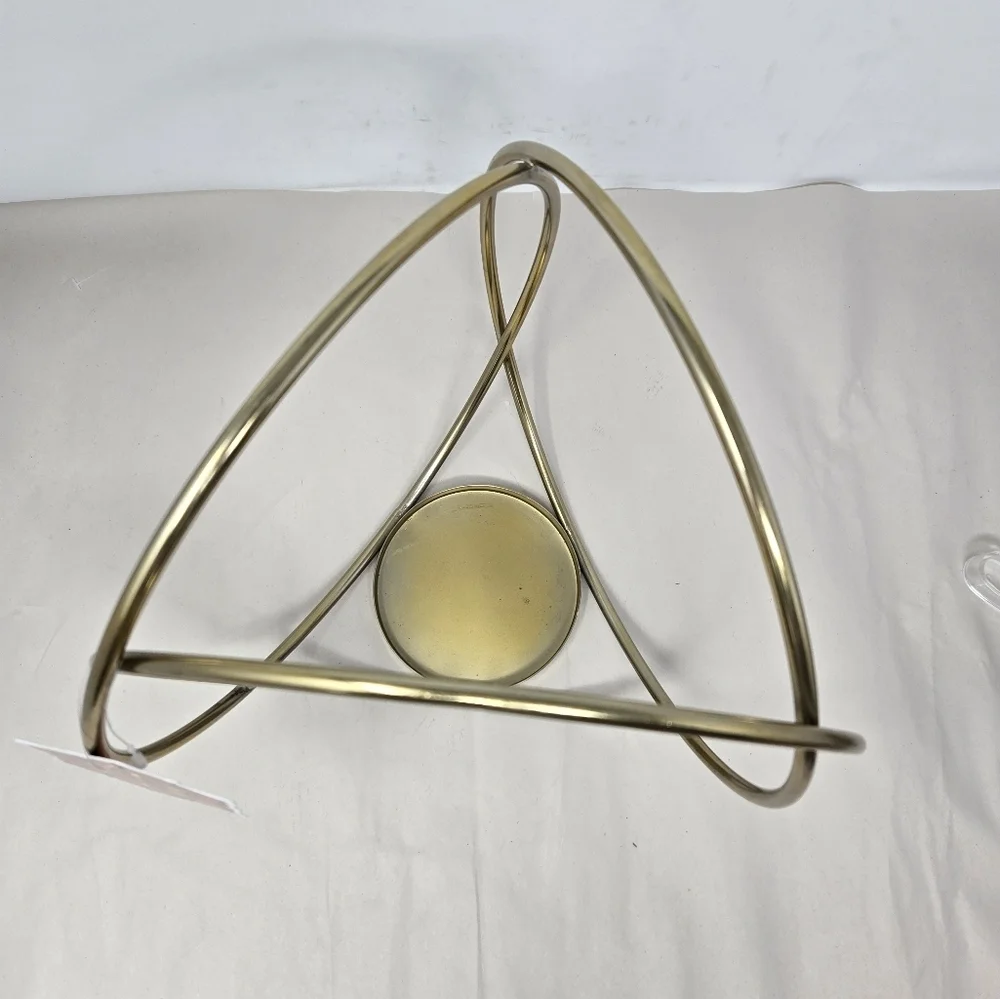 JMLE Metal Candle Holder Faux Gold Brass? 10x10 Three Circles Soldered Together